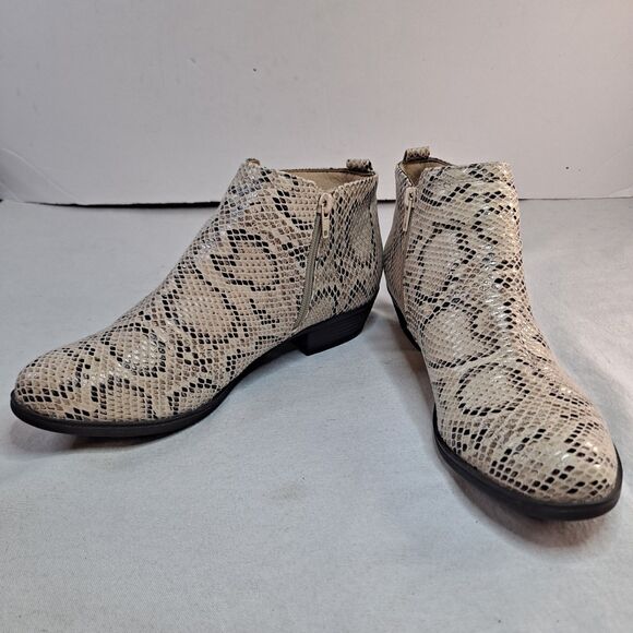 Anneliese Tulsa Booties Womens Sz 9M Snakeskin Print Tan Fabric - Picture 2 of 10